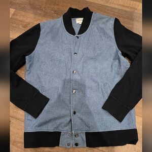 Frank & Oak Blue and Black Bomber Lightweight Jacket/Sweater